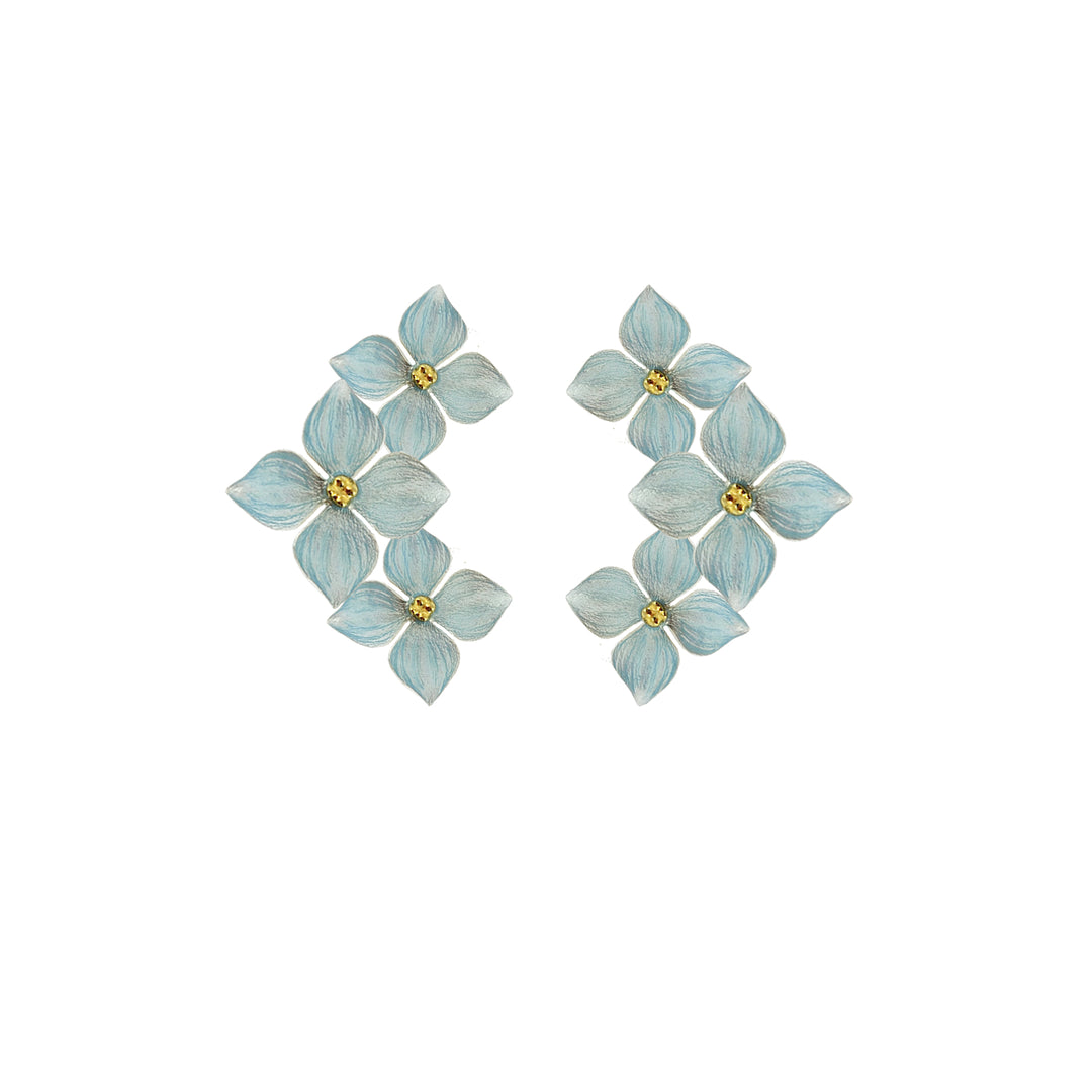 Three Blue Hydrangeas Earrings