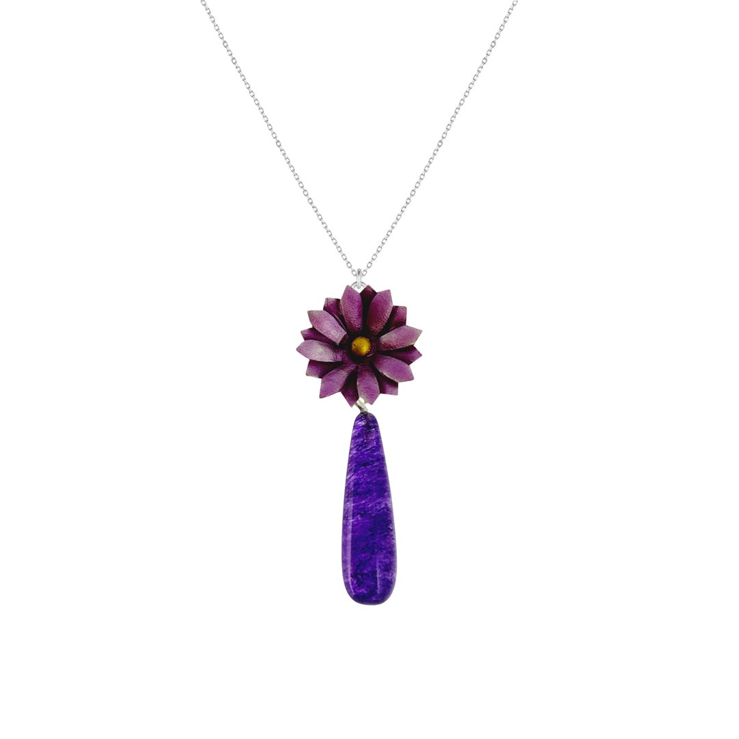Aster Flower Earrings with Ceyt Stone