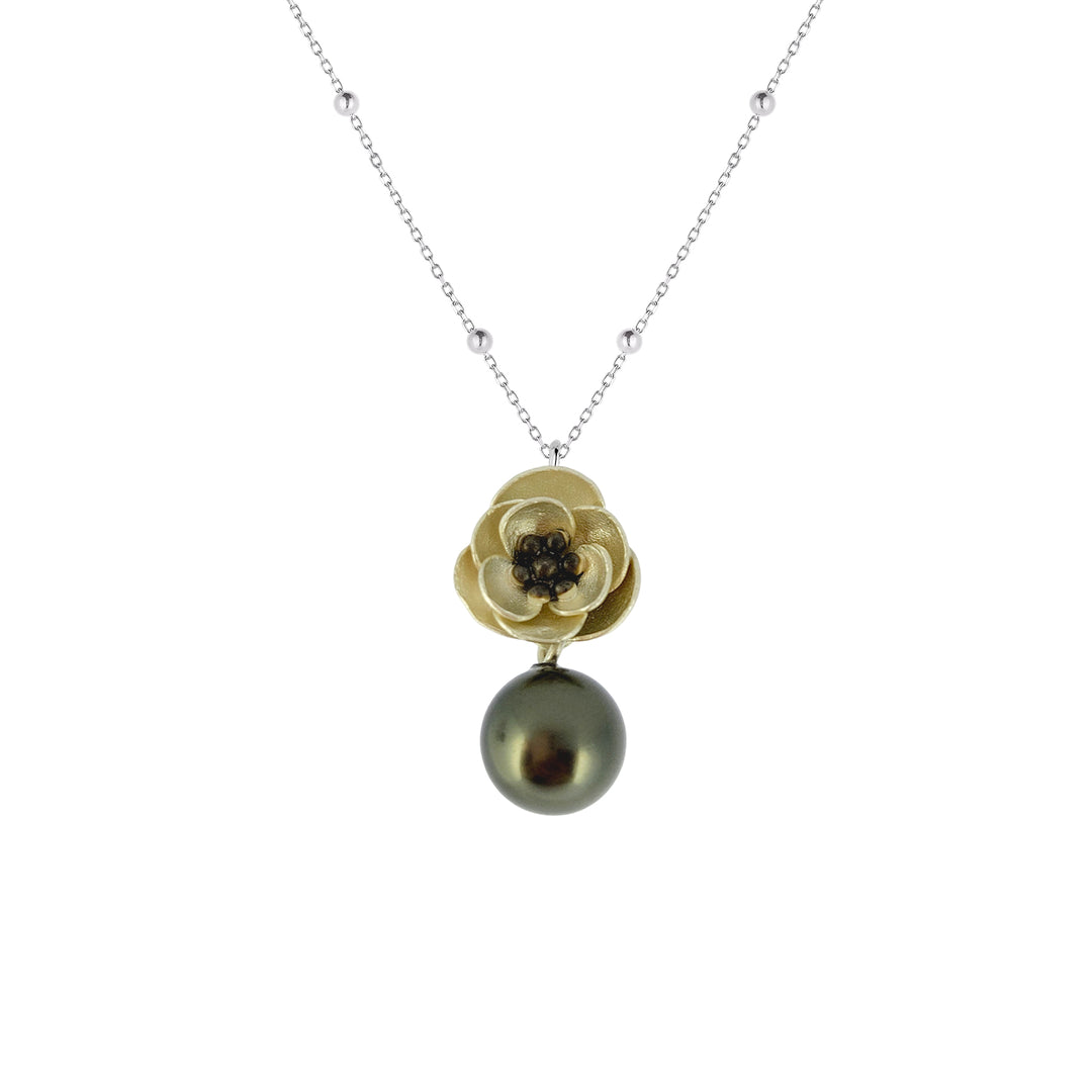 Anemone Necklace with Black Pearl