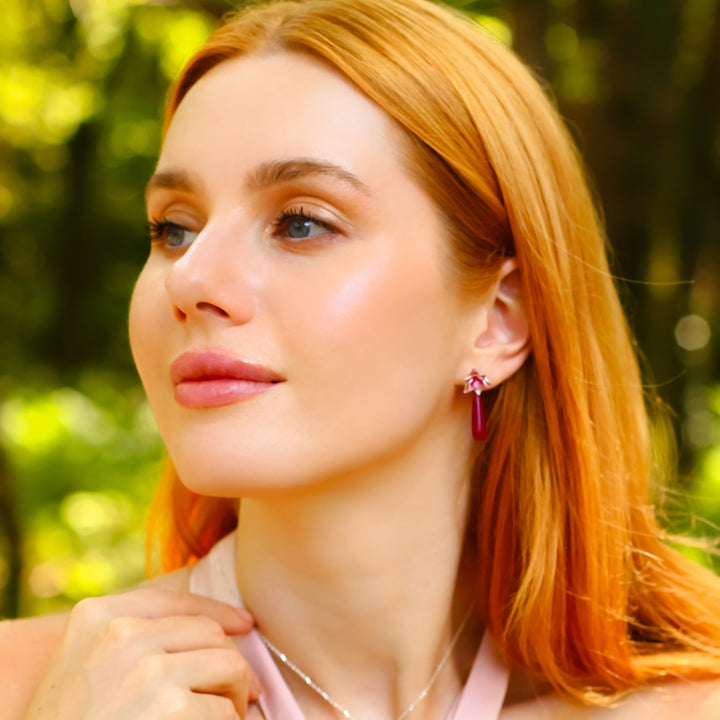Water Lily Earrings with Ceyt Stone