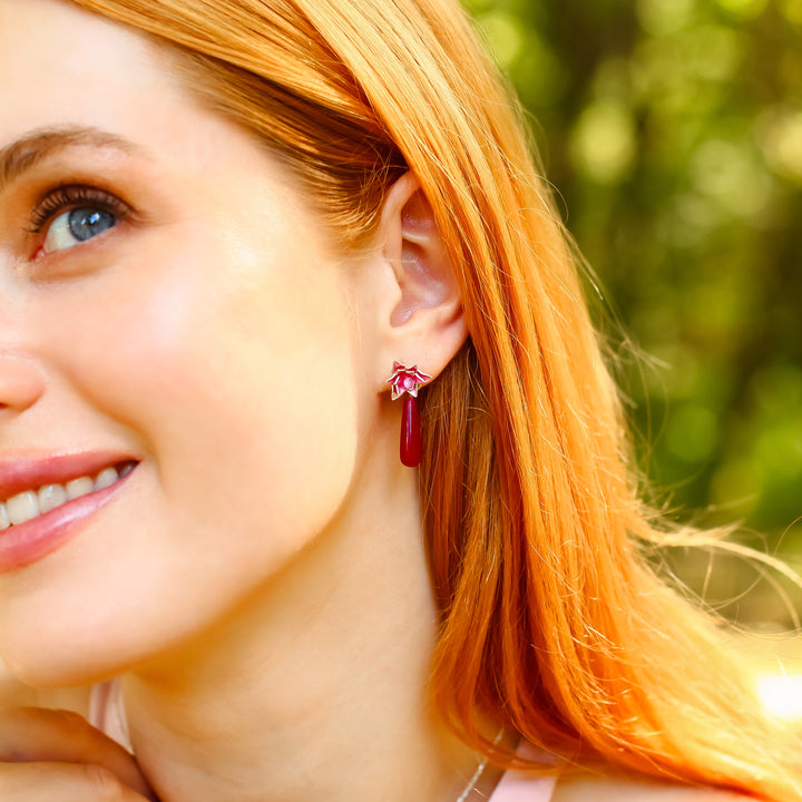Water Lily Earrings with Ceyt Stone