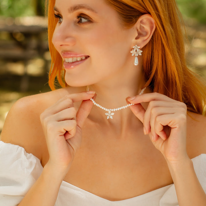 Jasmine Flower Pearl Necklace