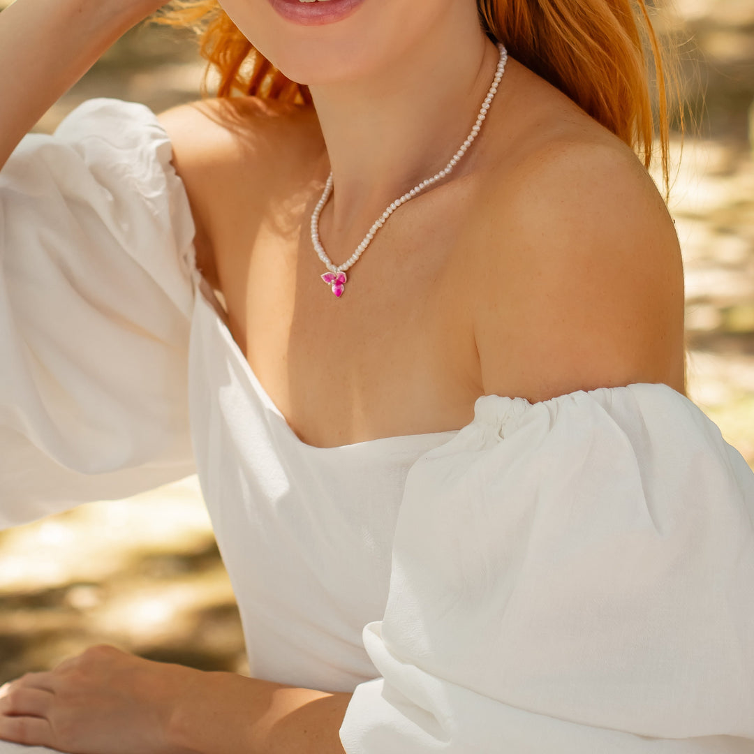 Bougainvillea Flower Pearl Necklace