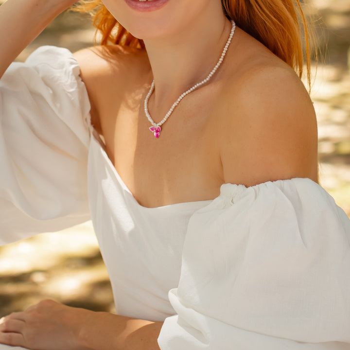 Bougainvillea Flower Pearl Necklace