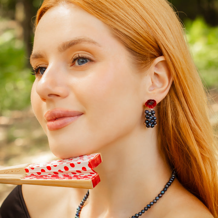 Poppy Earrings With Cluster Pearls