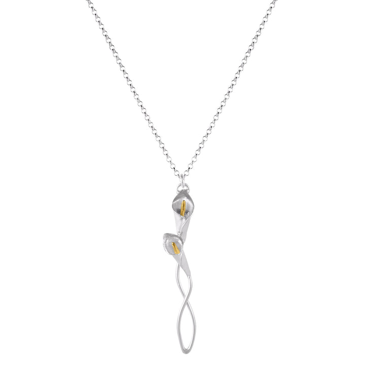 White Calla Spiral Necklace