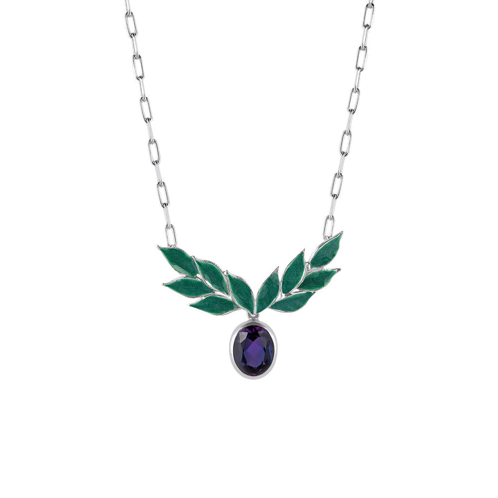 Amethyst Stone Olive Leaves Necklace