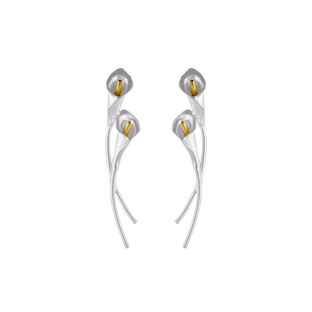 White Calla Branches Earrings