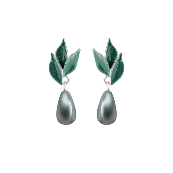 Olive Leaf with Black Drop Pearl