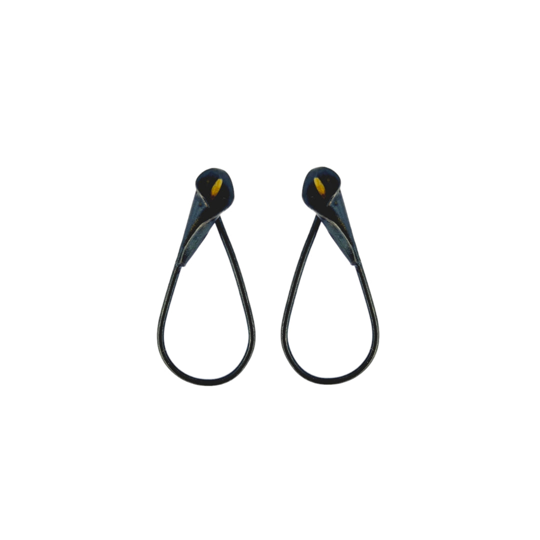 Drop Black Calla Earrings