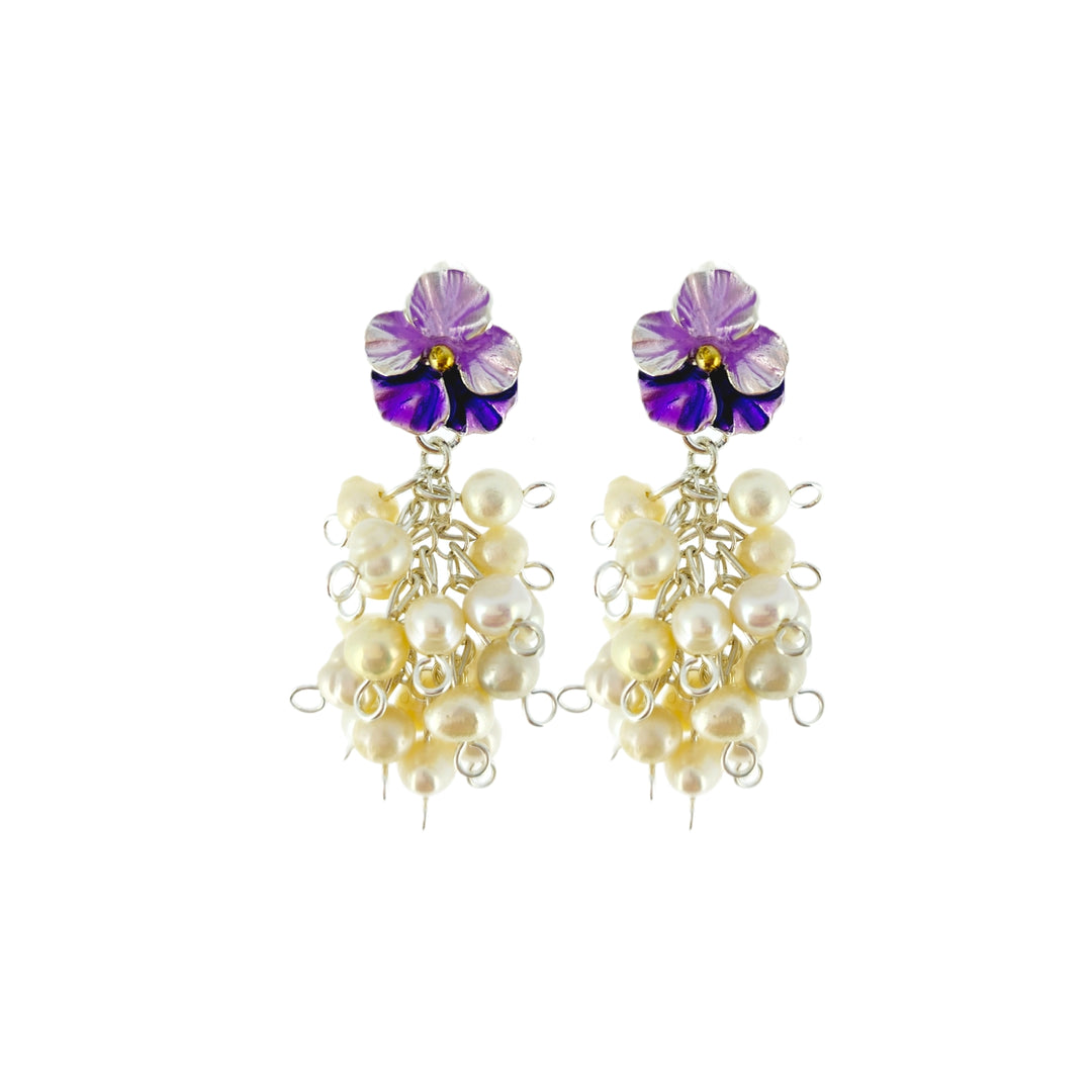 PANSY EARRINGS WITH CLUSTER PEARLS