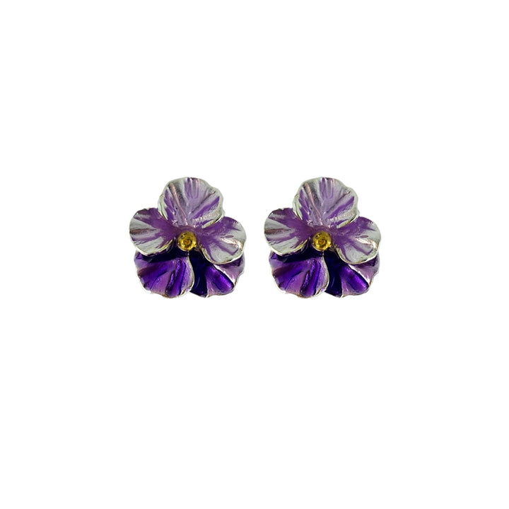 Pansy Flower Earrings