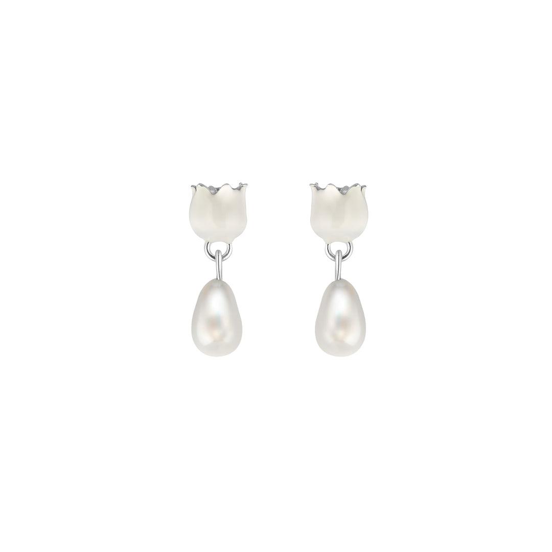 Lily of the valley earrings with drop pearl