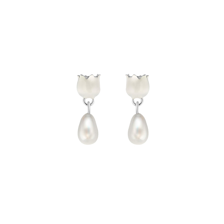 Lily of the valley earrings with drop pearl