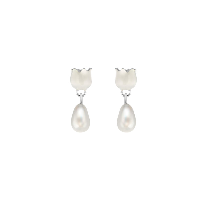 Lily of the valley earrings with drop pearl