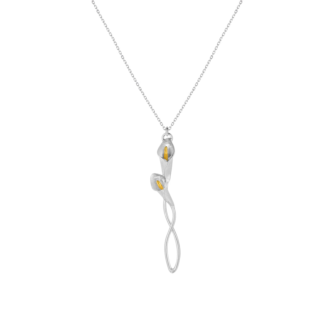 White Calla Branches Necklace