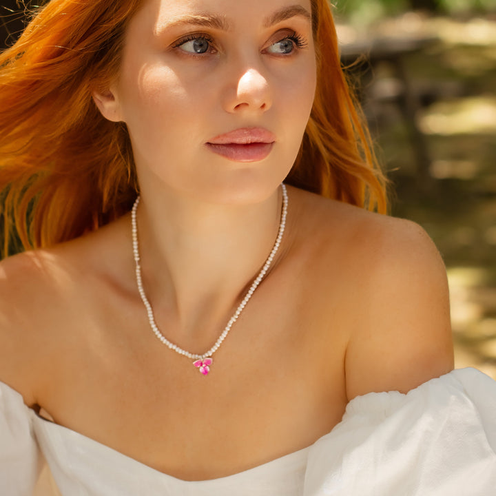 Bougainvillea Flower Pearl Necklace