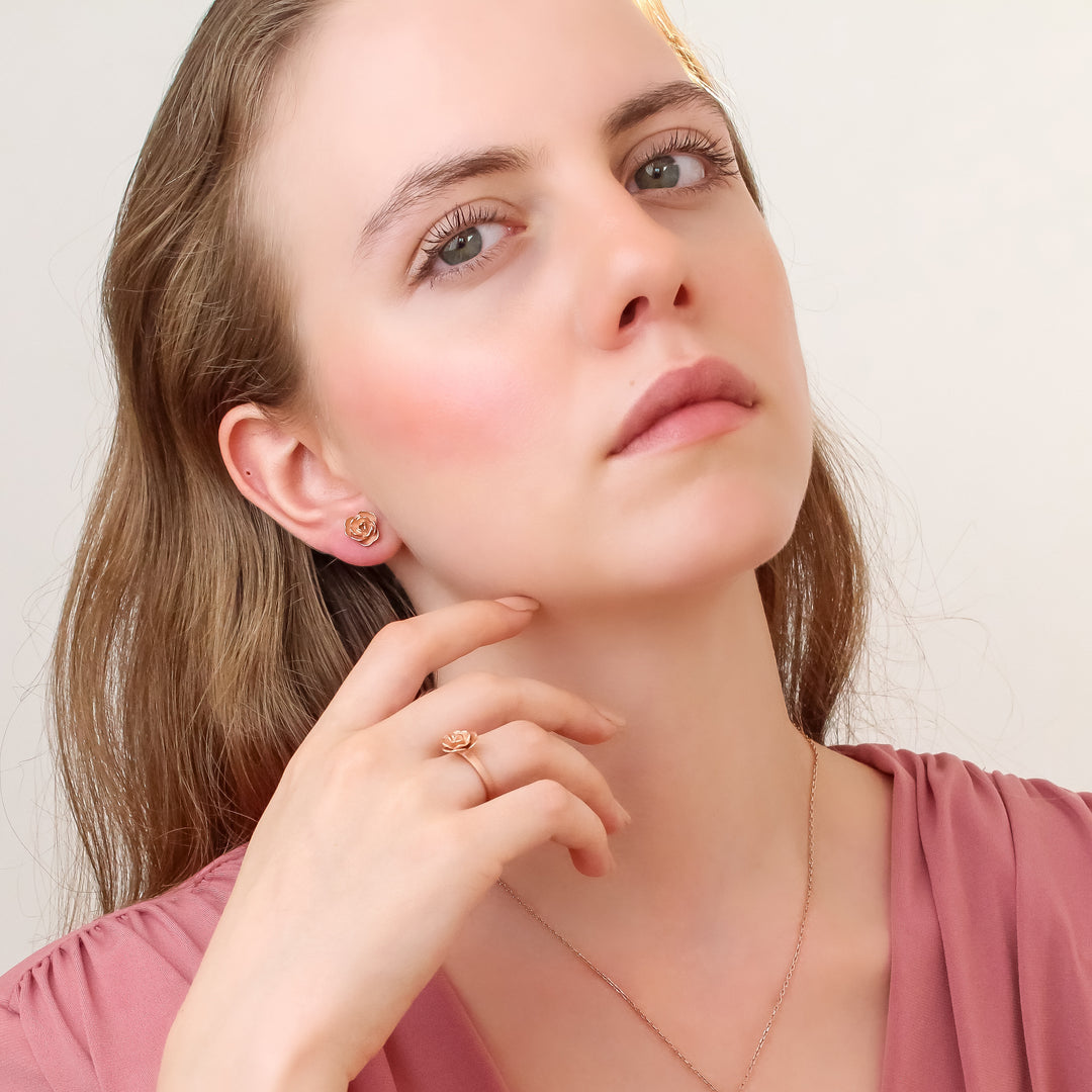Pink Rose Earrings