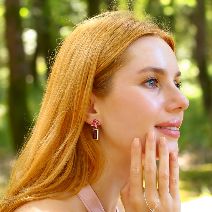 Water Lily Earrings with Amethyst Stone