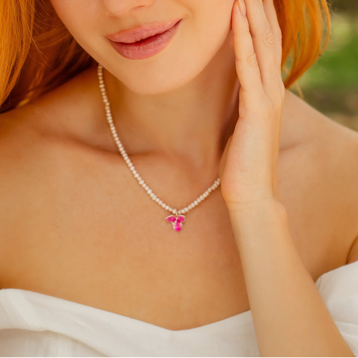 Bougainvillea Flower Pearl Necklace