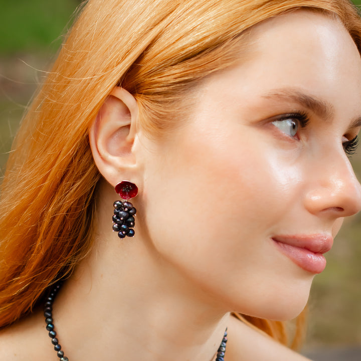Poppy Earrings With Cluster Pearls