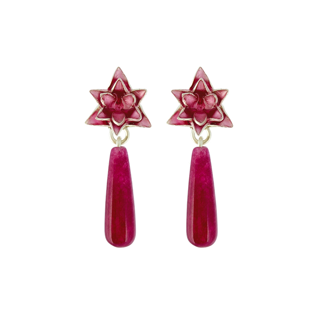 Water Lily Earrings with Ceyt Stone