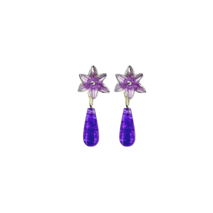Purple Jade Stone Hyacinth Earring