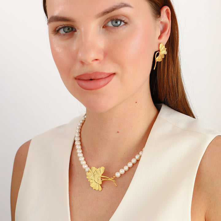 Ginkgo Branches Pearl Necklace