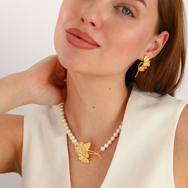 Ginkgo Branches Pearl Necklace