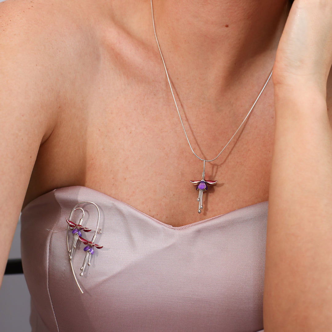 Two Branch Fuchsia Brooch