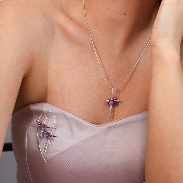 Two Branch Fuchsia Brooch