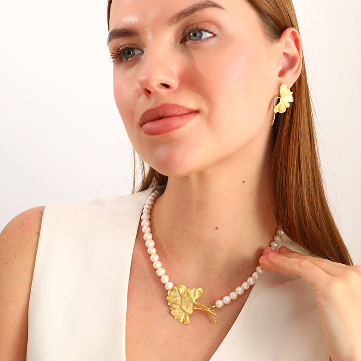 Ginkgo Branches Pearl Necklace