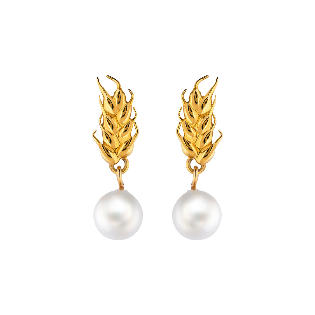 Wheat of Ear Earrings with Pearl