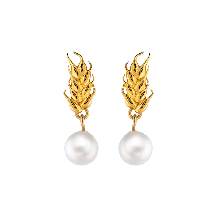 Wheat of Ear Earrings with Pearl
