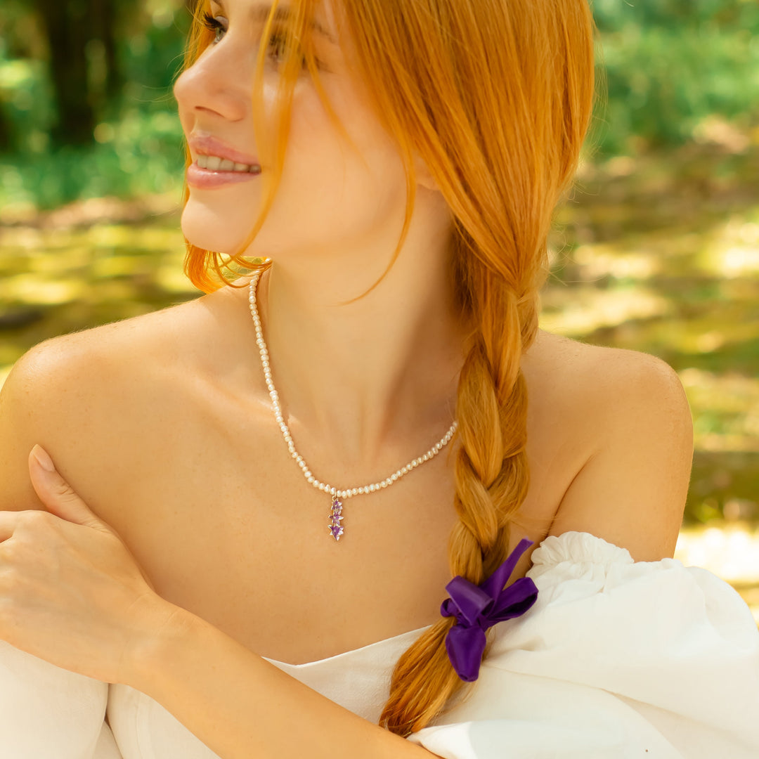 Hyacinth Flower Pearl Necklace