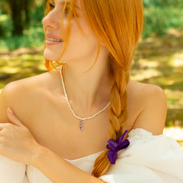 Hyacinth Flower Pearl Necklace