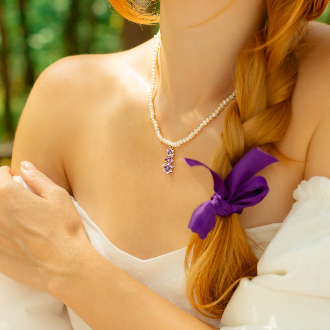 Hyacinth Flower Pearl Necklace