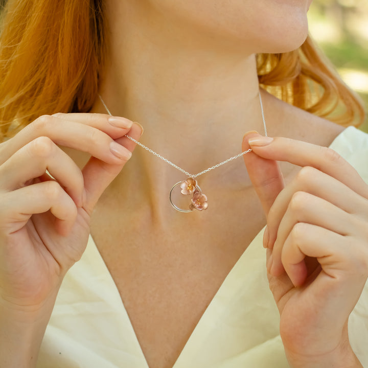 Trumpet Vine Flowers Necklace