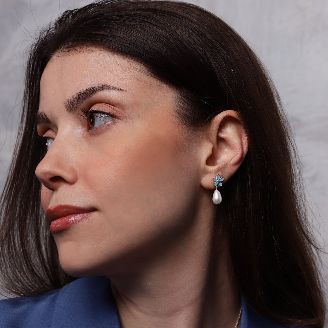 Pearl Forget Me Not Flower Earring