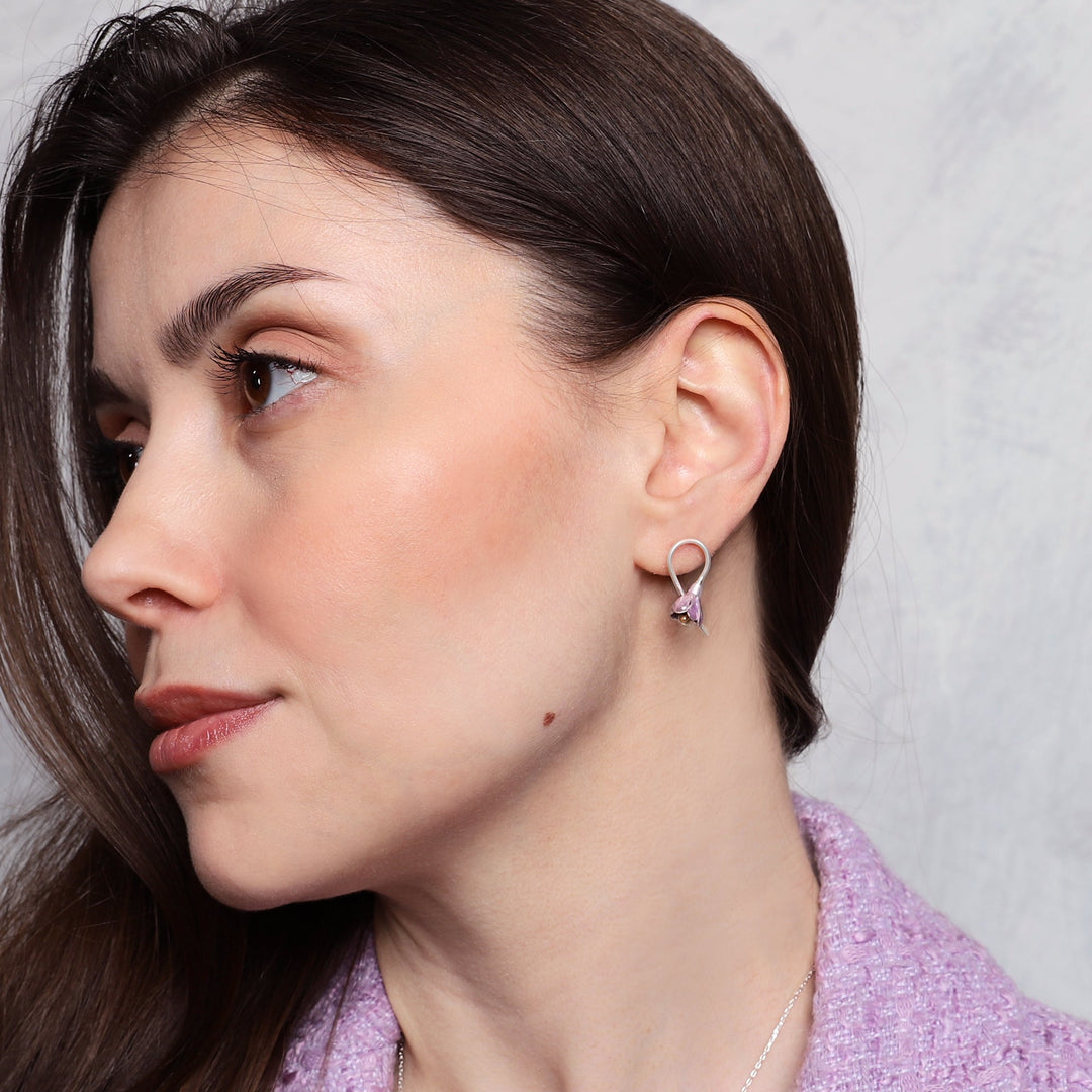 Tiny Drop Crocus Branch Earring