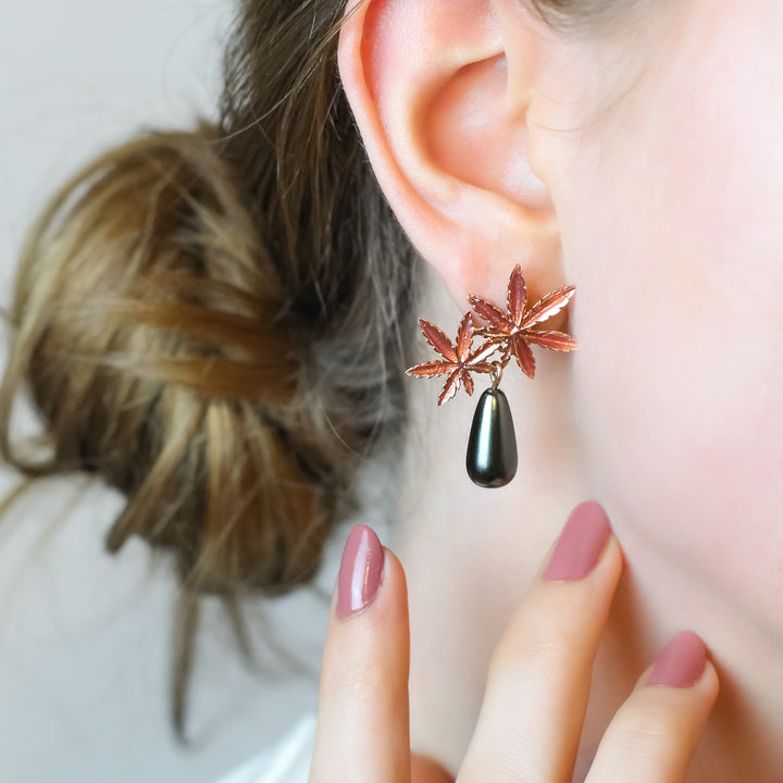 Black Pearl Maple Trees Earrings