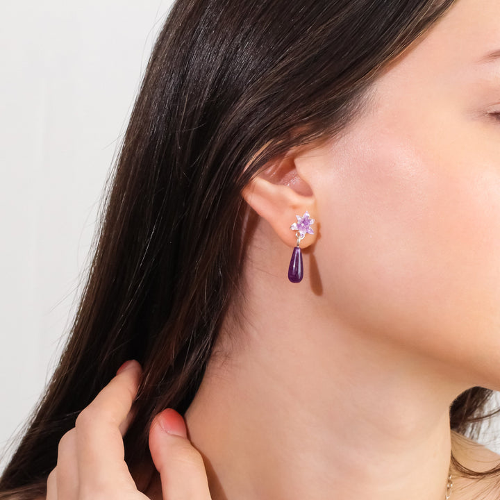 Purple Jade Stone Hyacinth Earring