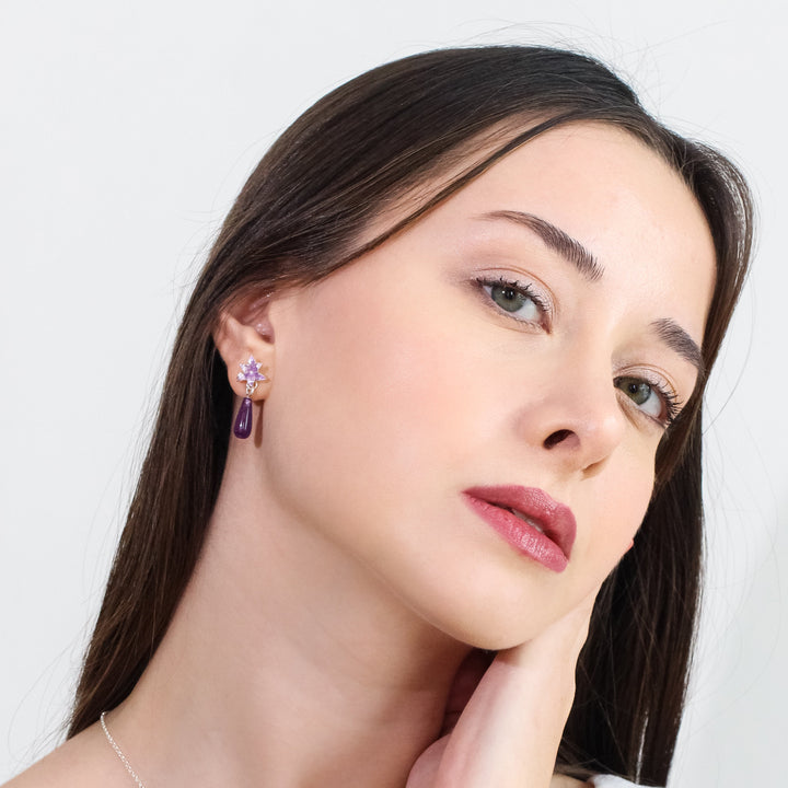 Purple Jade Stone Hyacinth Earring