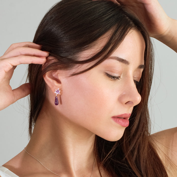 Purple Jade Stone Hyacinth Earring