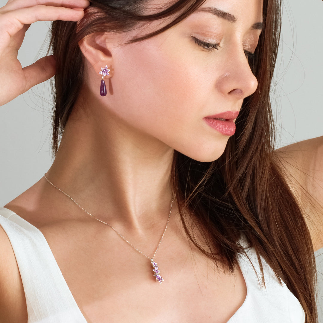 Purple Jade Stone Hyacinth Earring