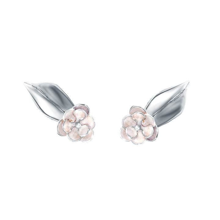 Magnolia and Leaf Earrings
