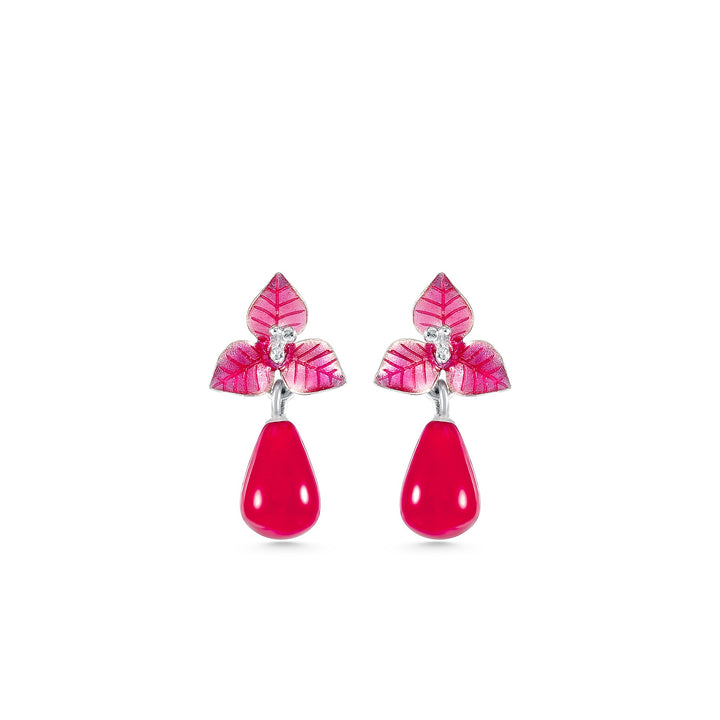 Pink Jade Stone Bougainvillea Earring