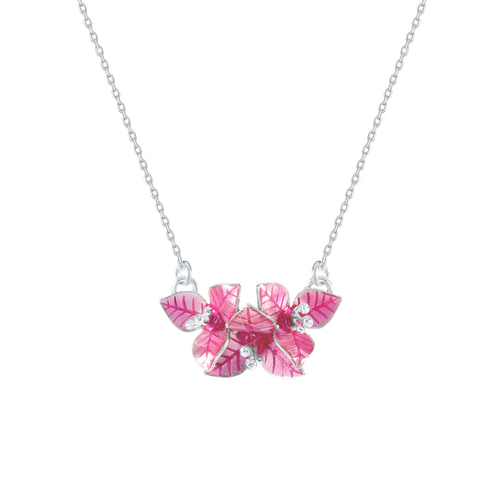 Three Bougainvillea Necklace