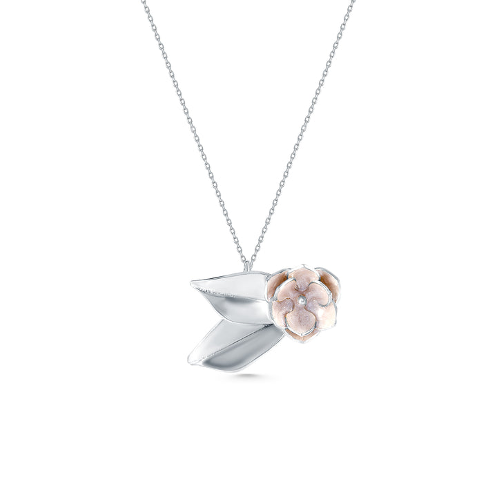 Magnolia and Leaf Necklace