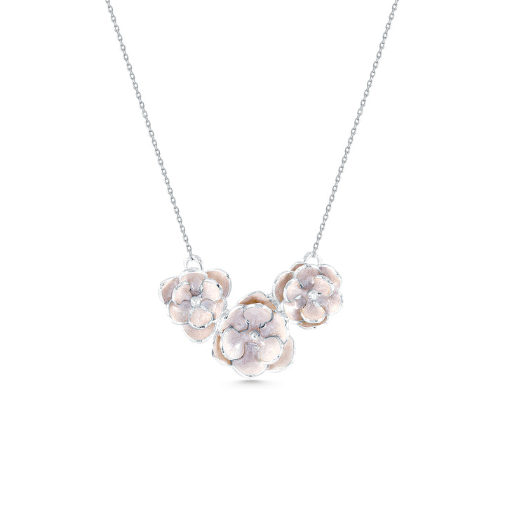 Three Magnolia Flowers Necklace